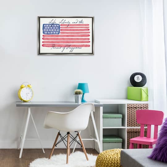 Stupell Industries All American Patriotic Phrase Floater Framed Art